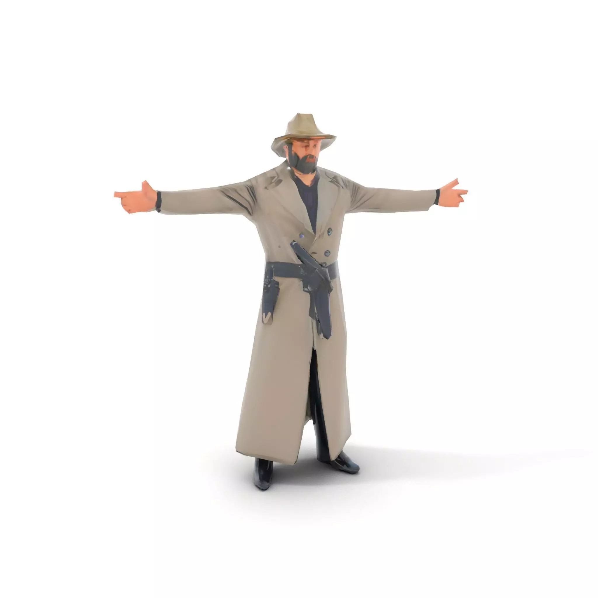 Adventurer Trench Coat model pack Low-poly 3D model_7