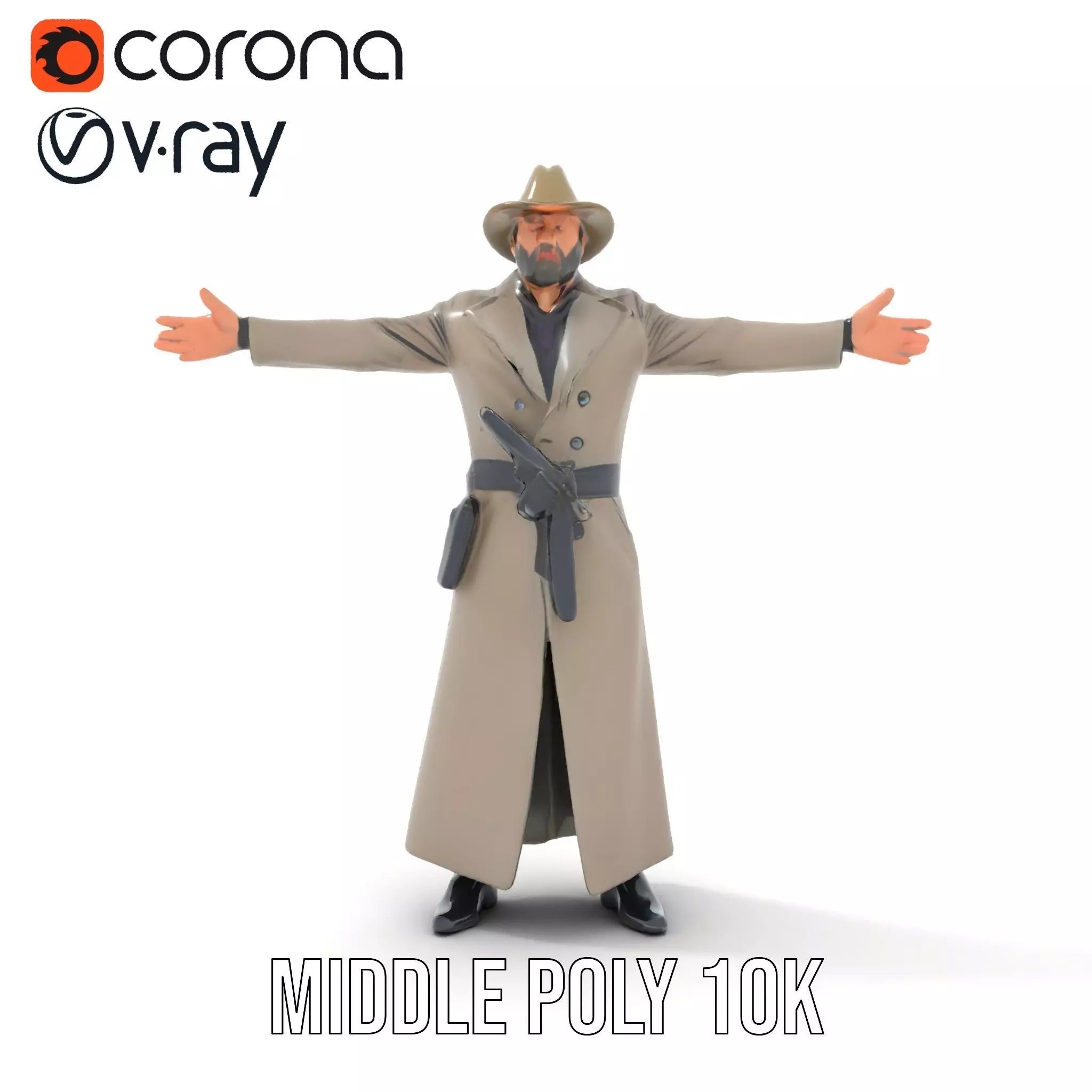 Adventurer Trench Coat model pack Low-poly 3D model_15
