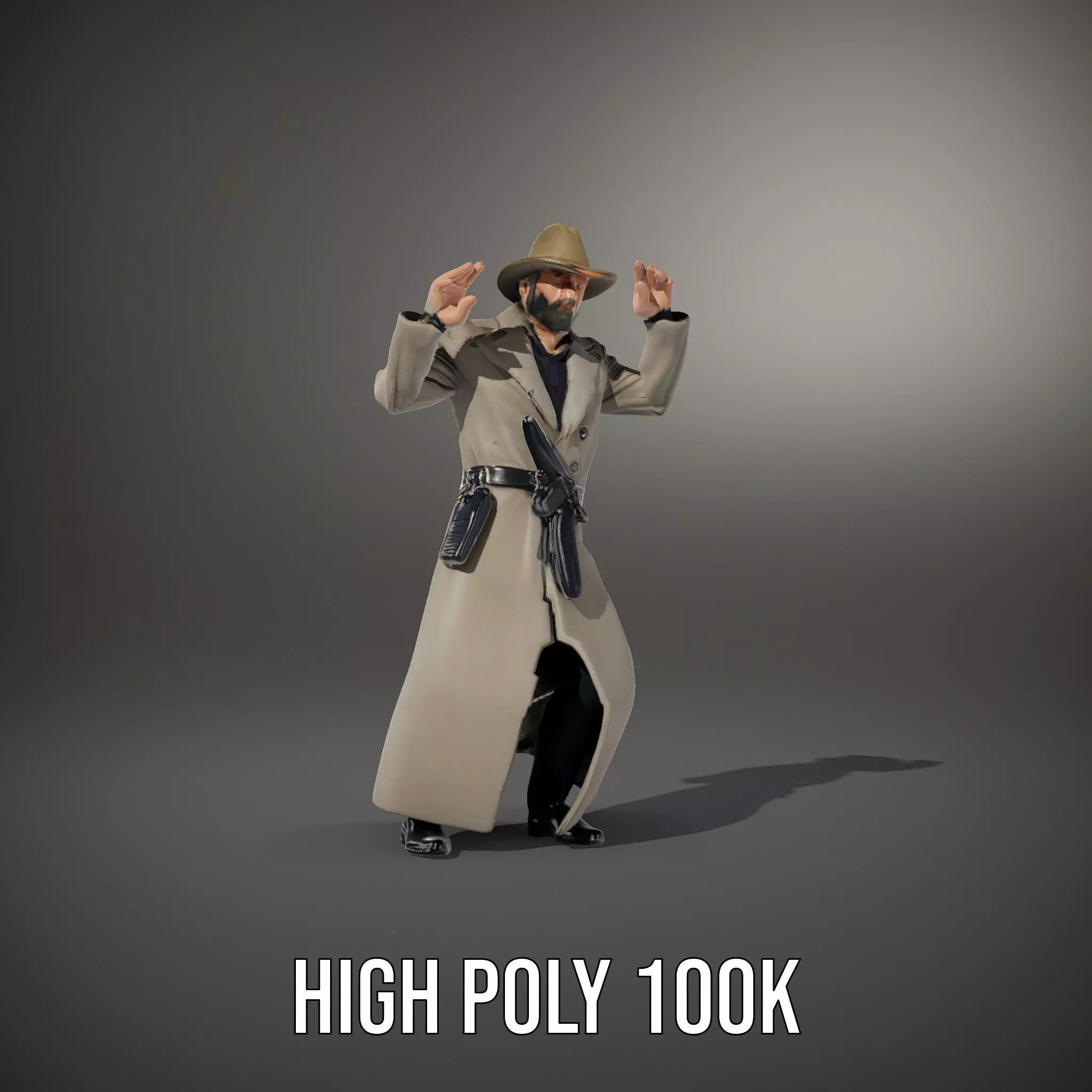 Adventurer Trench Coat model pack Low-poly 3D model_10