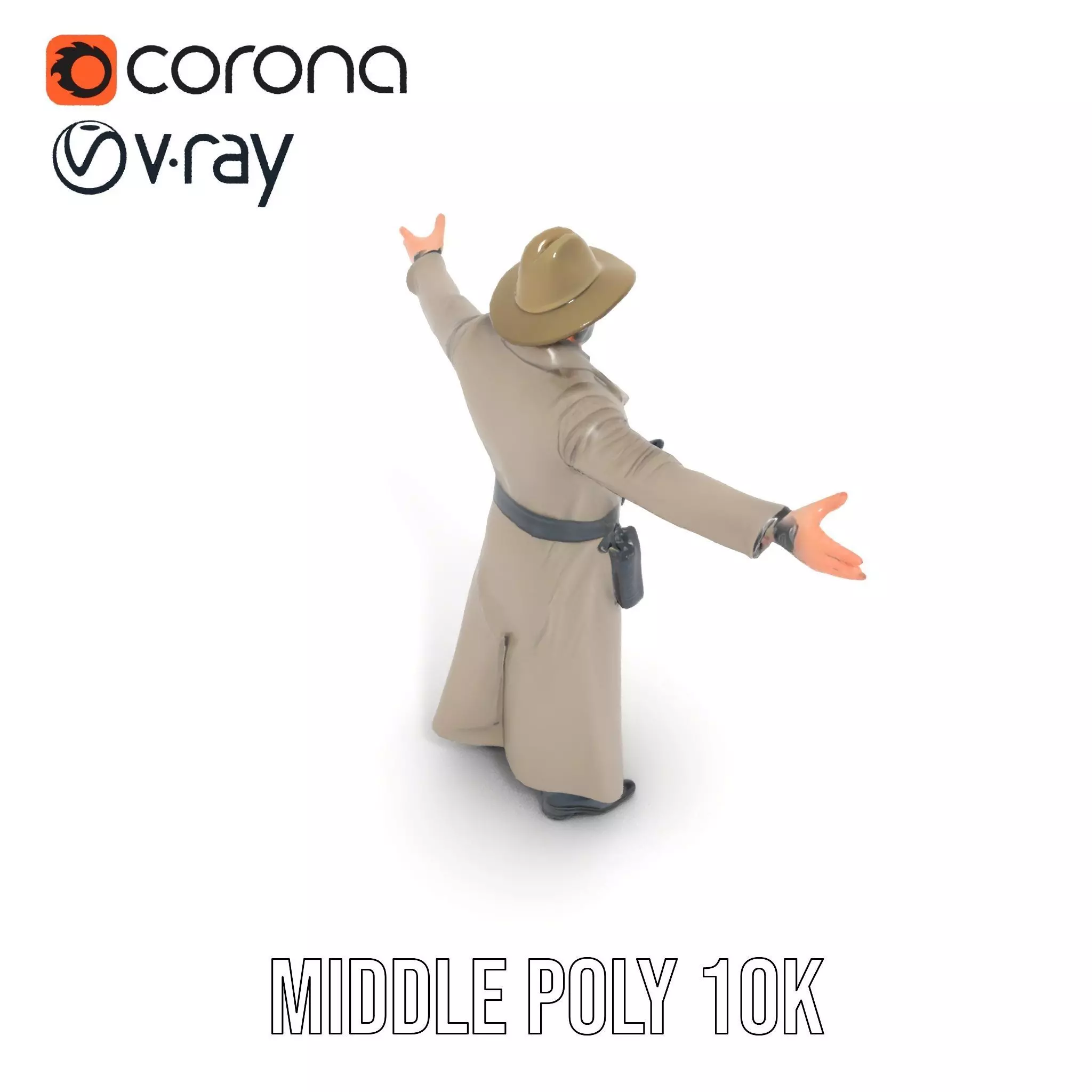 Adventurer Trench Coat model pack Low-poly 3D model_6