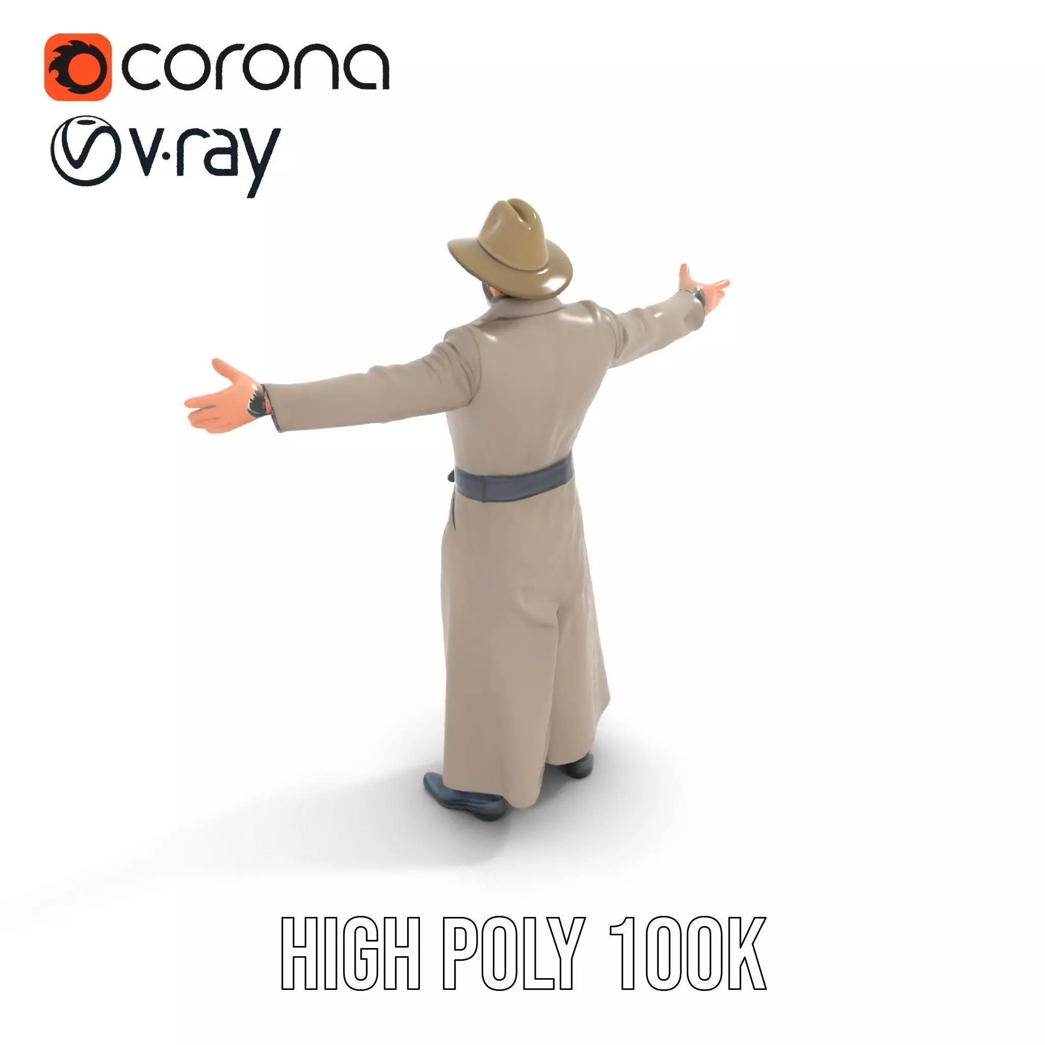 Adventurer Trench Coat model pack Low-poly 3D model_20