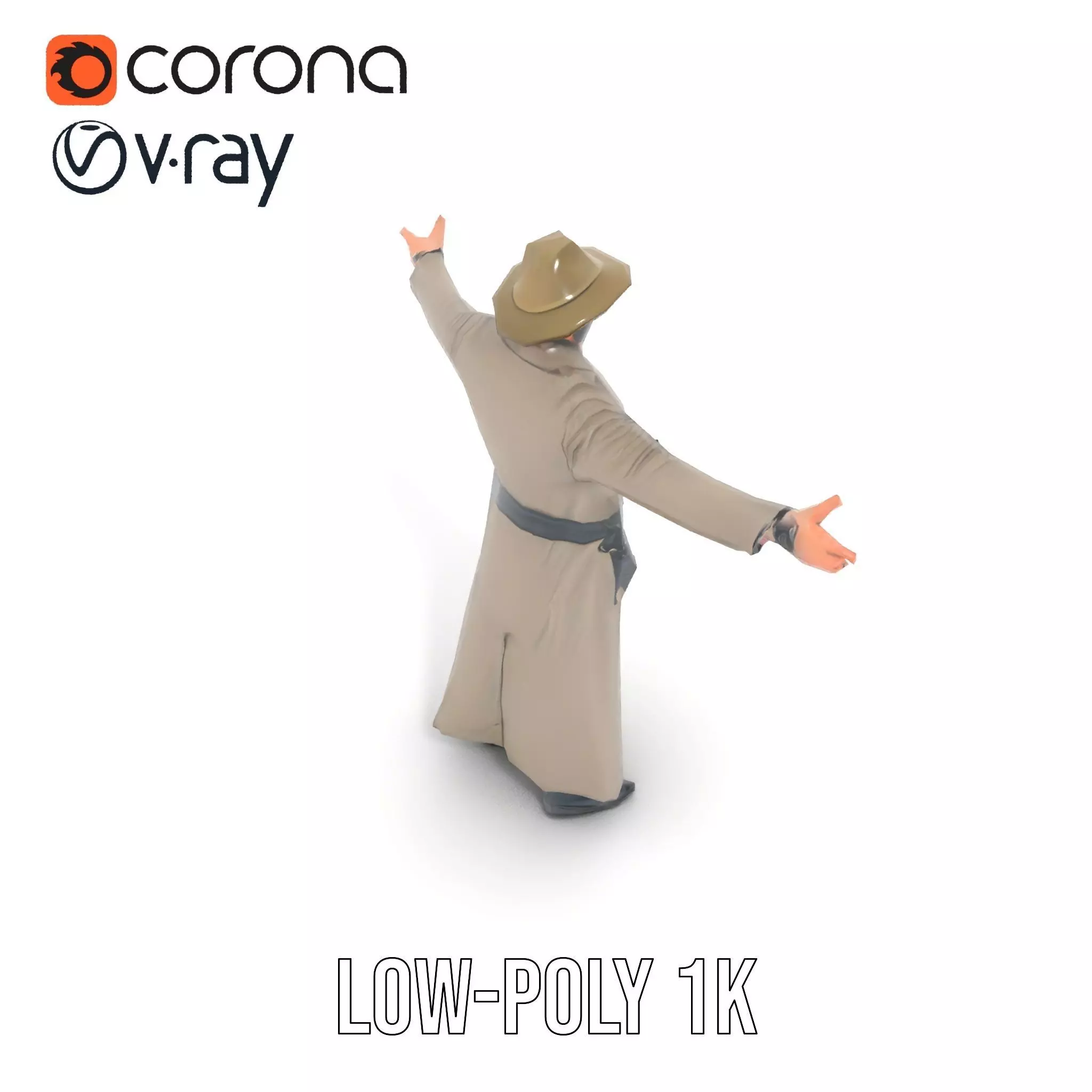 Adventurer Trench Coat model pack Low-poly 3D model_9