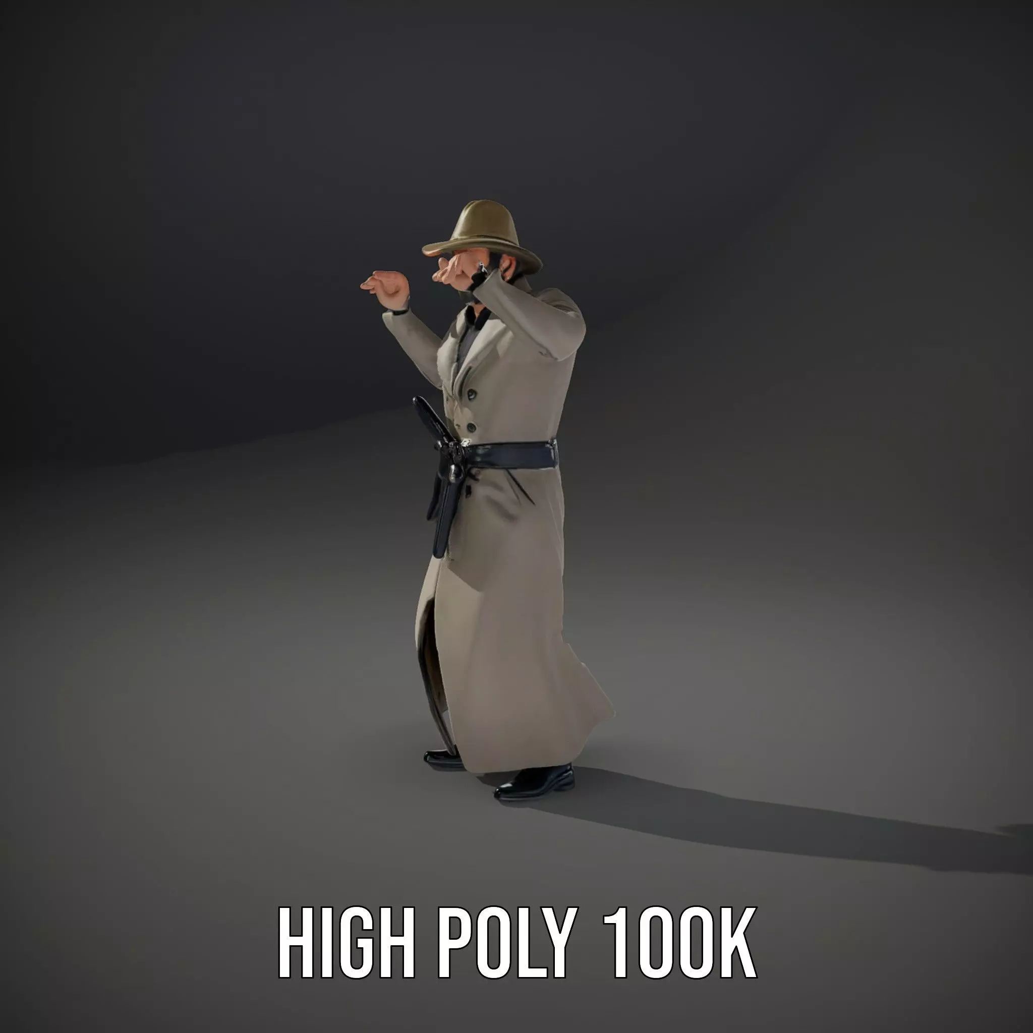 Adventurer Trench Coat model pack Low-poly 3D model_8