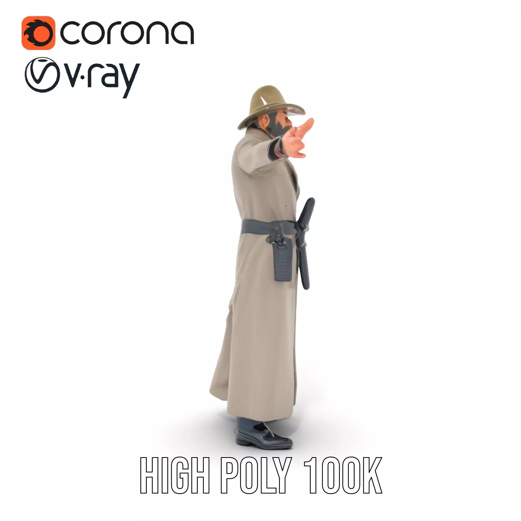 Adventurer Trench Coat model pack Low-poly 3D model_23