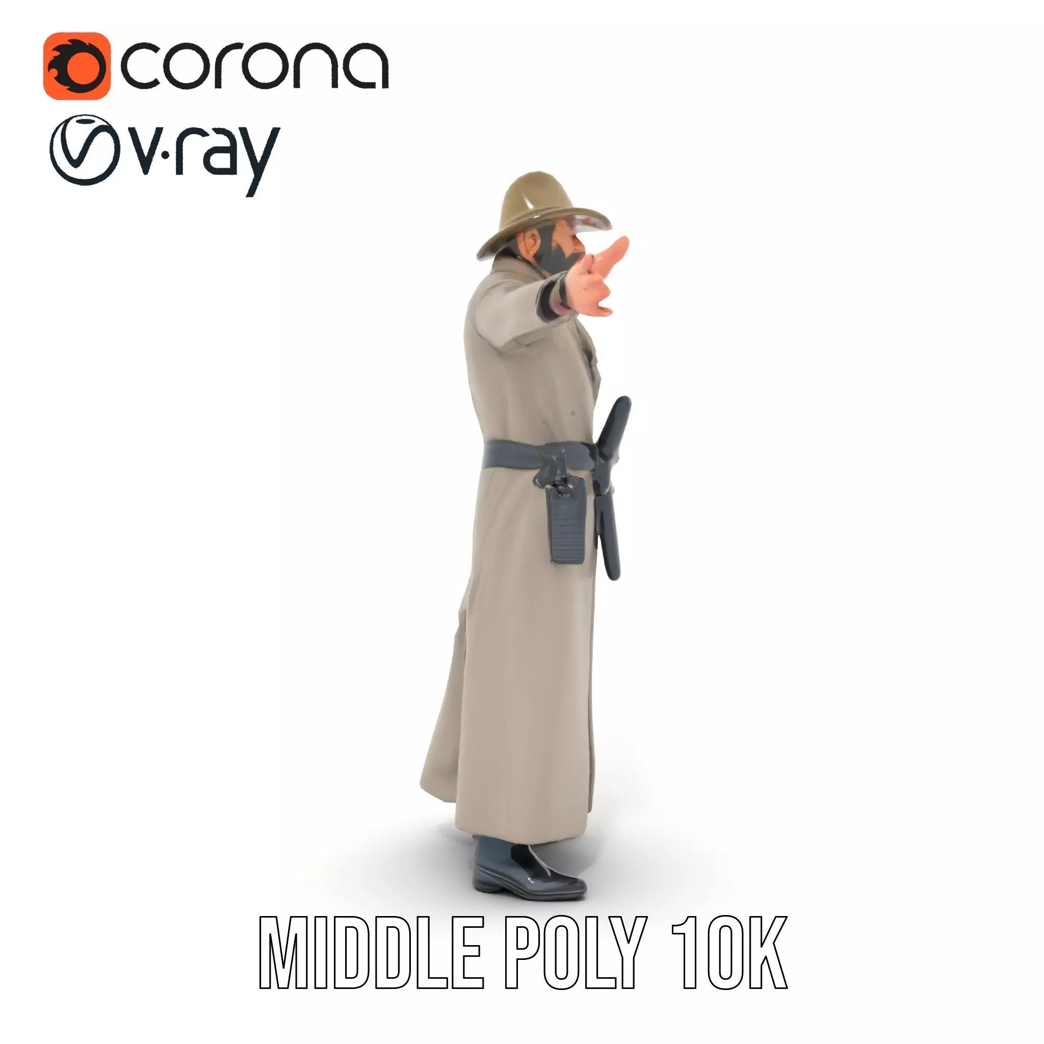 Adventurer Trench Coat model pack Low-poly 3D model_21