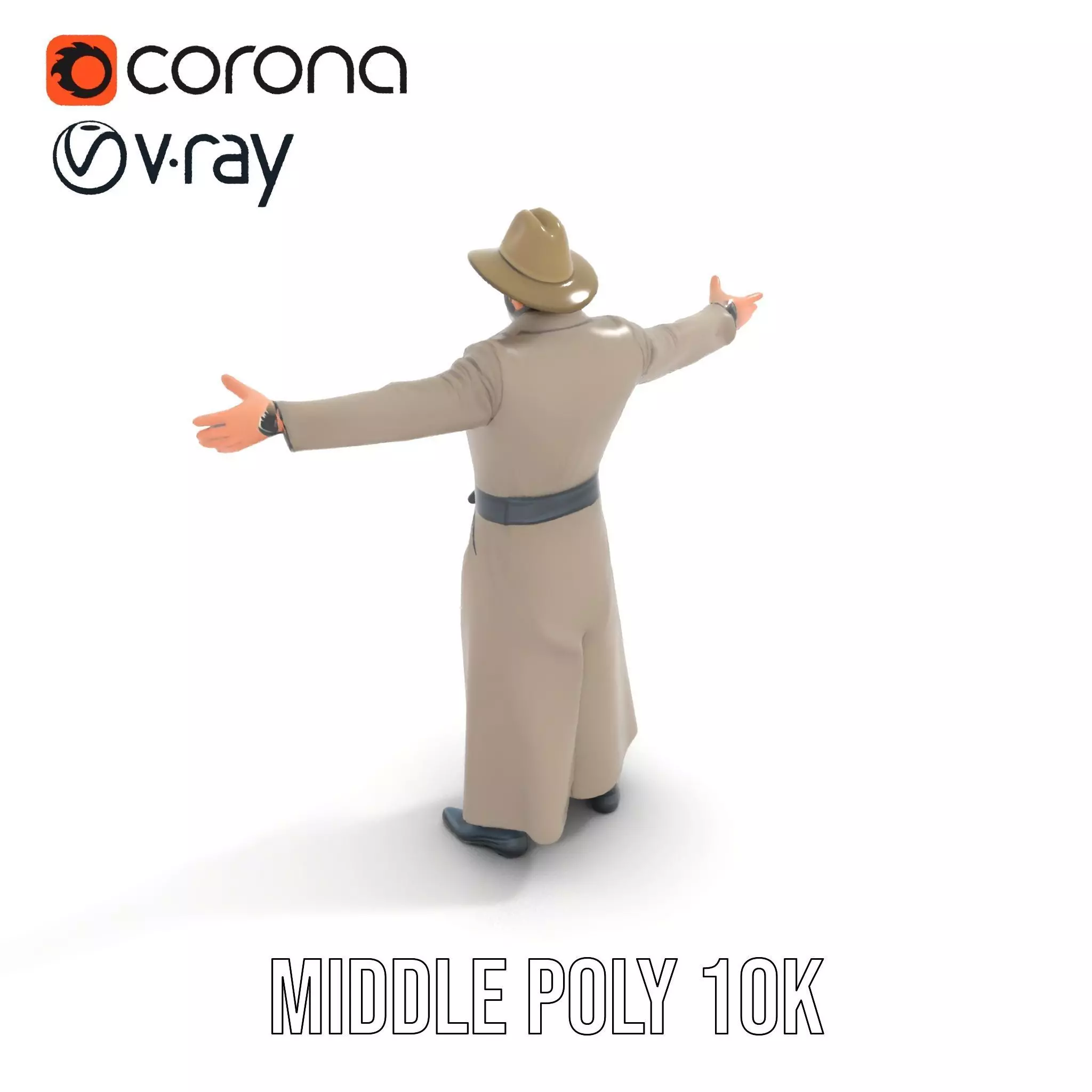 Adventurer Trench Coat model pack Low-poly 3D model_13