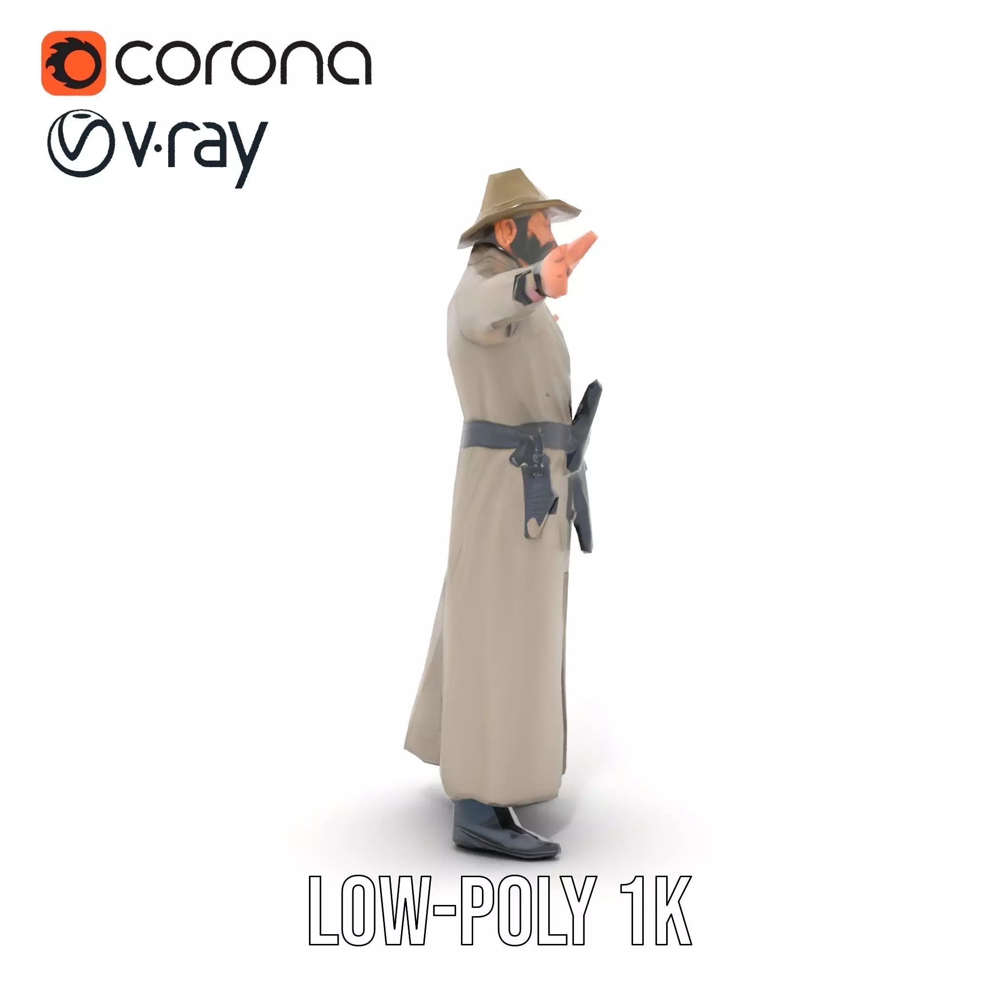 Adventurer Trench Coat model pack Low-poly 3D model_25