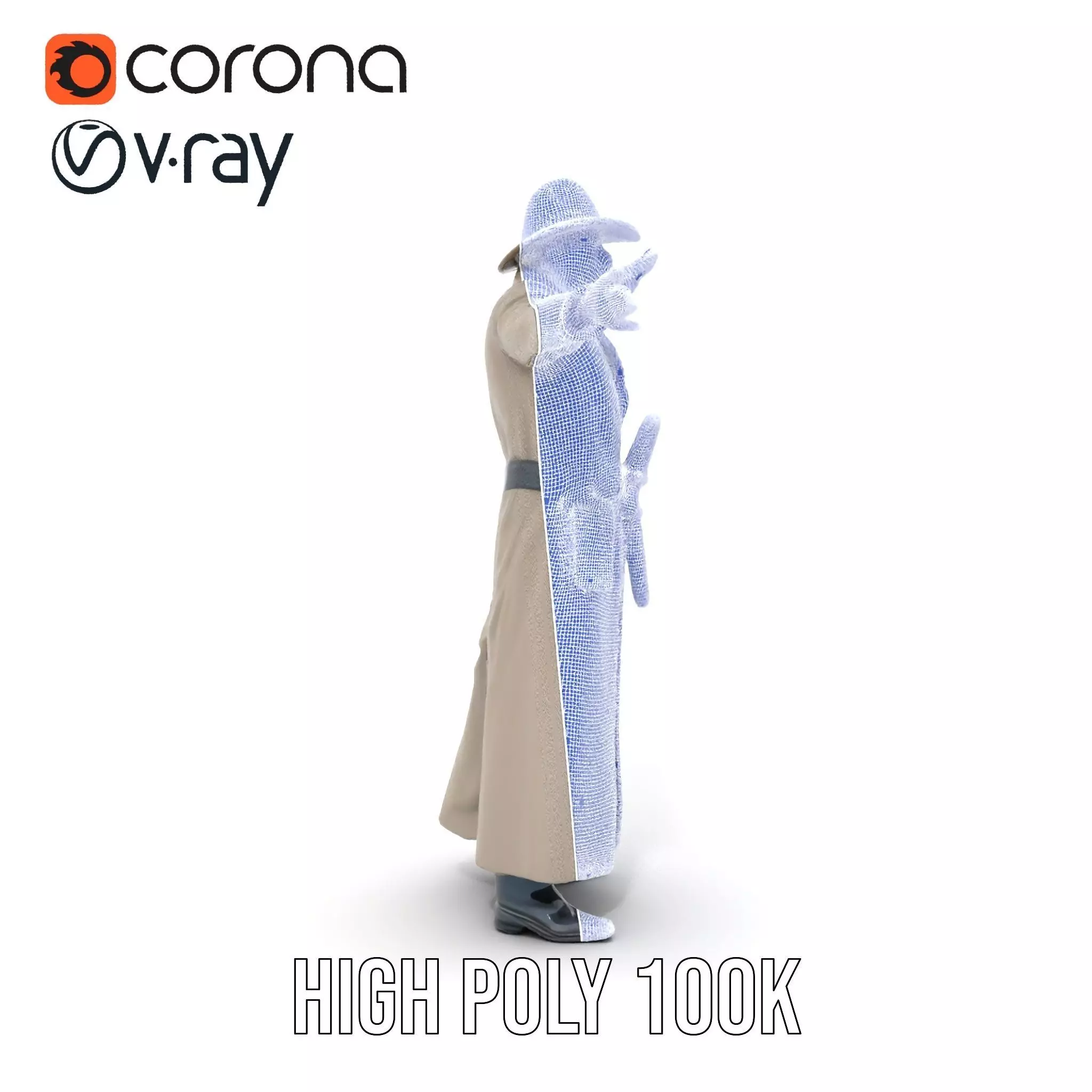 Adventurer Trench Coat model pack Low-poly 3D model_34