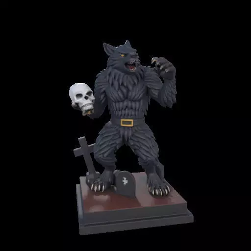 2217 COLORFUL Werewolf Howling With Skull 3D Model magic 3D print model_7