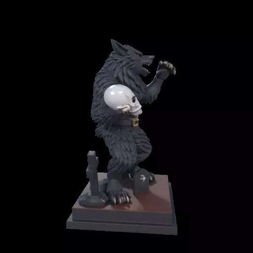 2217 COLORFUL Werewolf Howling With Skull 3D Model magic 3D print model_33