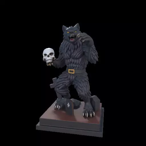2217 COLORFUL Werewolf Howling With Skull 3D Model magic 3D print model_28