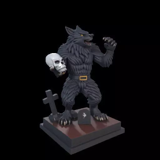 2217 COLORFUL Werewolf Howling With Skull 3D Model magic 3D print model_29