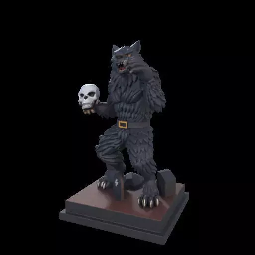2217 COLORFUL Werewolf Howling With Skull 3D Model magic 3D print model_27