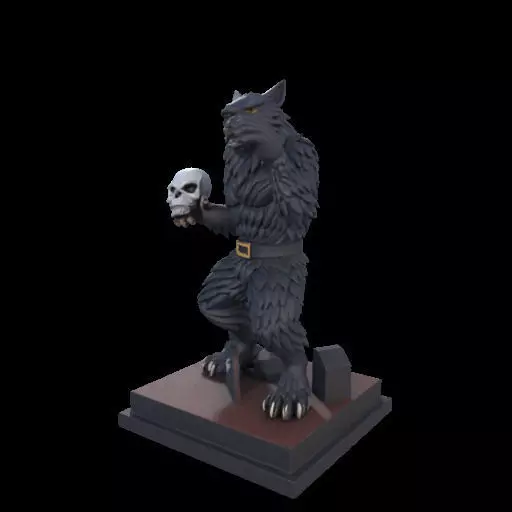 2217 COLORFUL Werewolf Howling With Skull 3D Model magic 3D print model_26