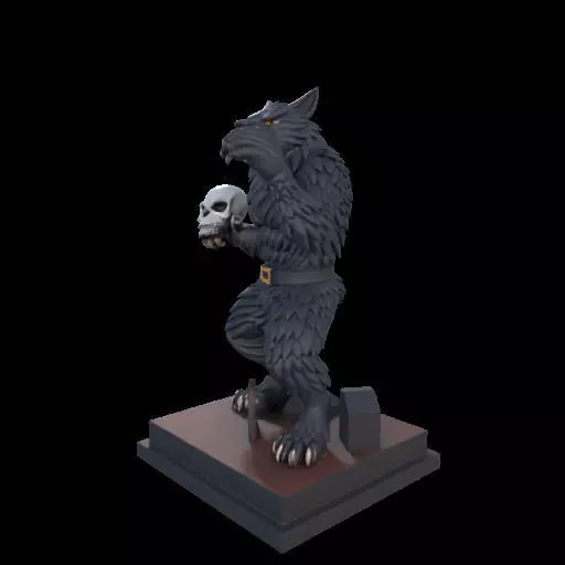 2217 COLORFUL Werewolf Howling With Skull 3D Model magic 3D print model_25