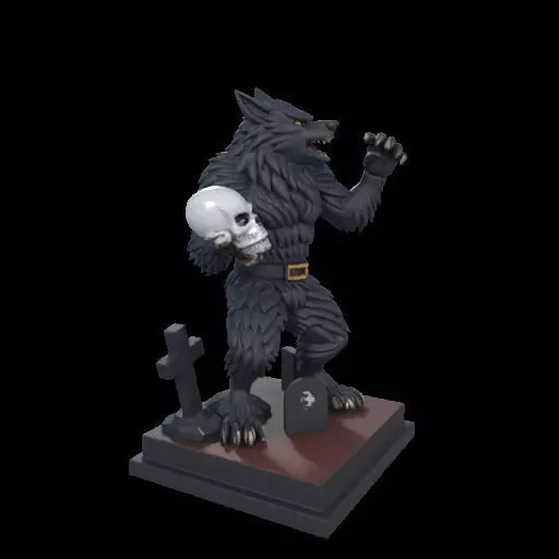 2217 COLORFUL Werewolf Howling With Skull 3D Model magic 3D print model_31