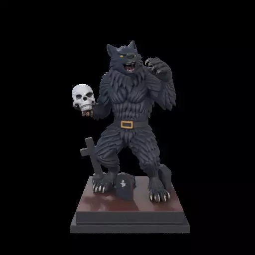 2217 COLORFUL Werewolf Howling With Skull 3D Model magic 3D print model_6