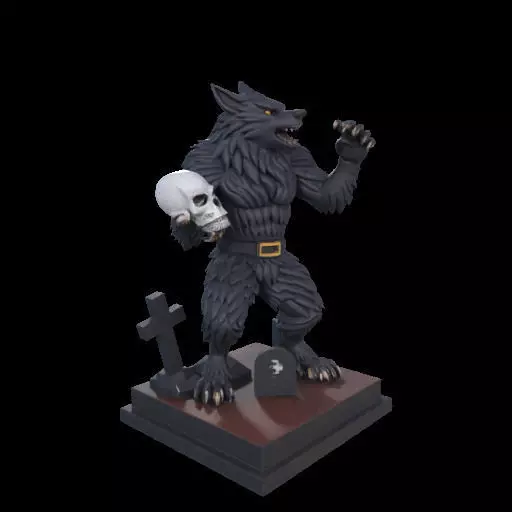 2217 COLORFUL Werewolf Howling With Skull 3D Model magic 3D print model_30