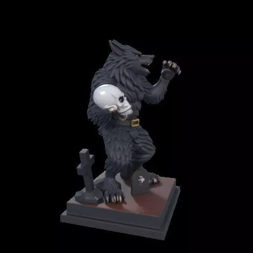 2217 COLORFUL Werewolf Howling With Skull 3D Model magic 3D print model_32