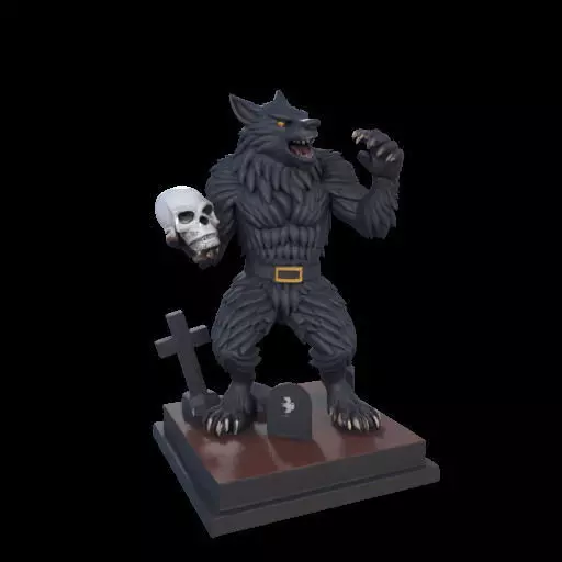2217 COLORFUL Werewolf Howling With Skull 3D Model magic 3D print model_18