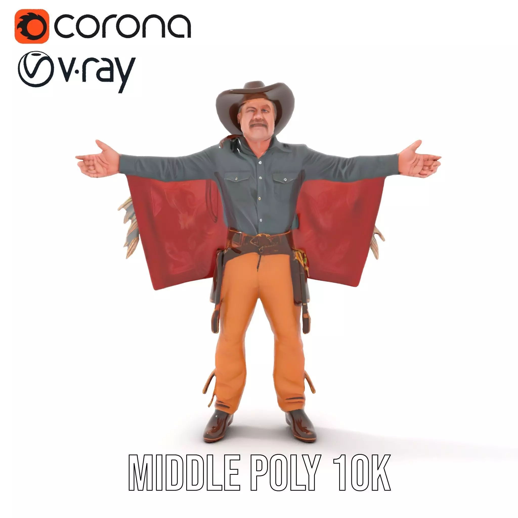 Western Cowboy Attire model pack Low-poly 3D model_11