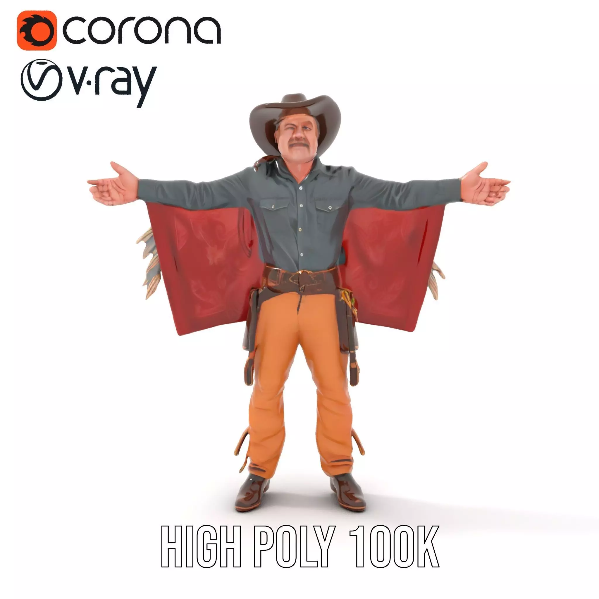 Western Cowboy Attire model pack Low-poly 3D model_32