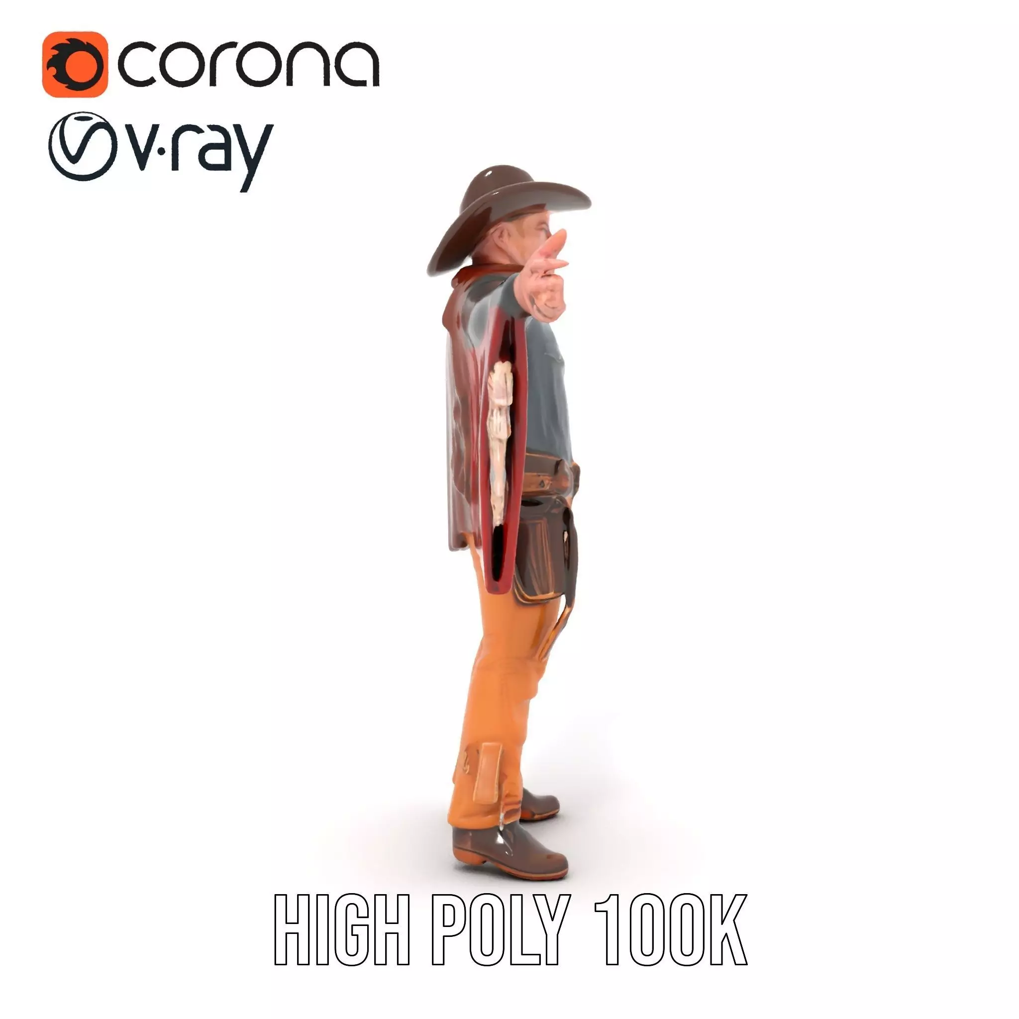Western Cowboy Attire model pack Low-poly 3D model_20