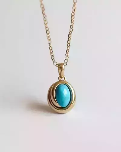 Turquoise Gem Pendant 3D Jewelry Model