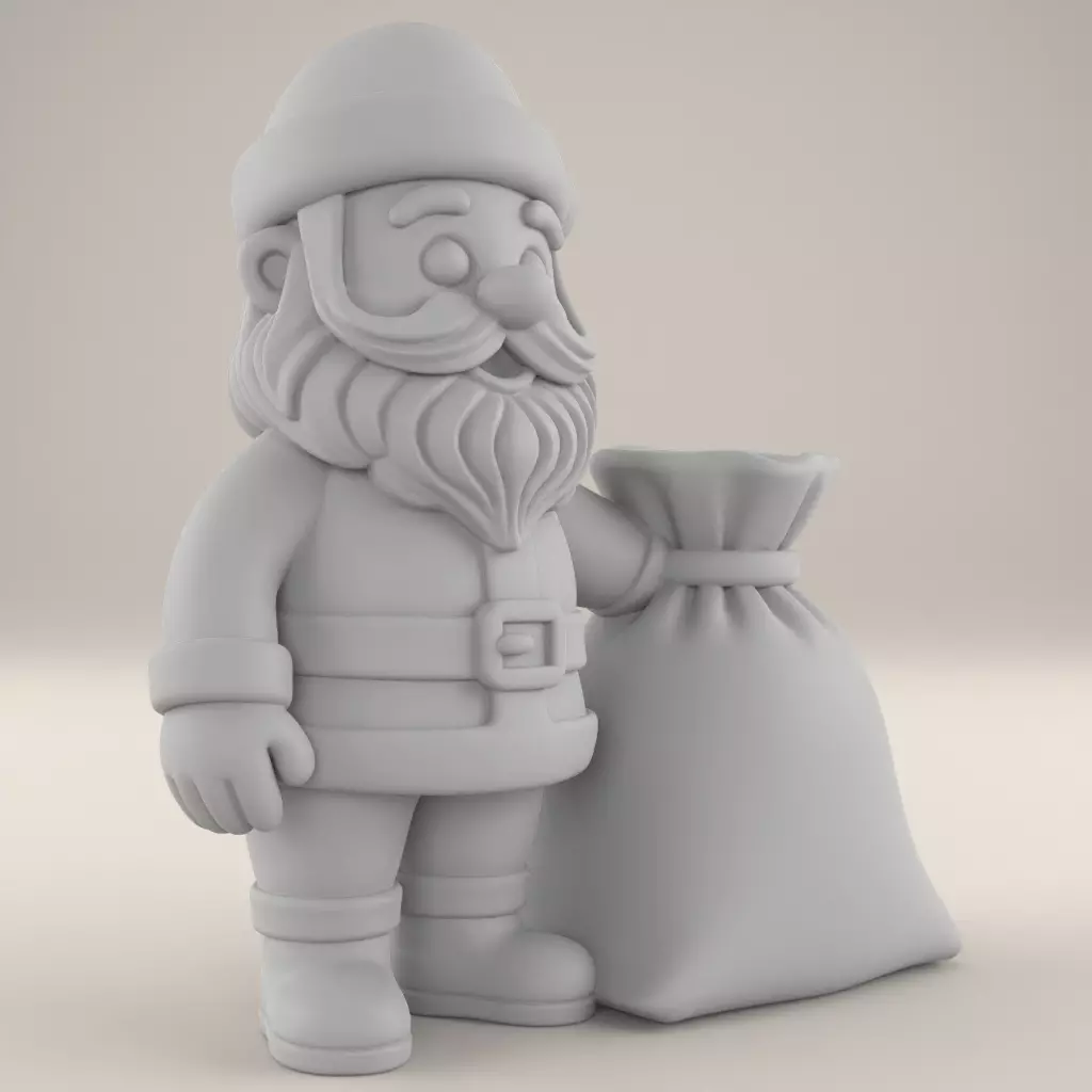 Cute Cartoon Santa Claus 3D Print Christmas Decor STL 3D print model_7