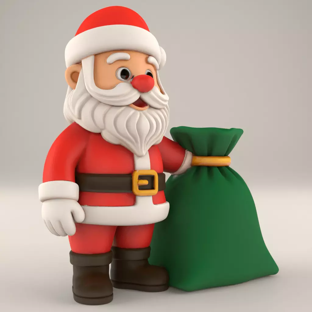 Cute Cartoon Santa Claus 3D Print Christmas Decor STL 3D print model_3
