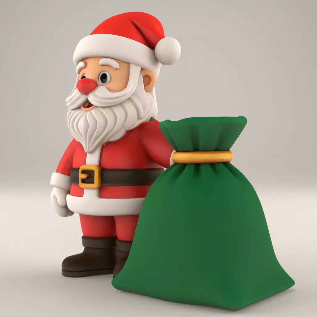 Cute Cartoon Santa Claus 3D Print Christmas Decor STL 3D print model_1