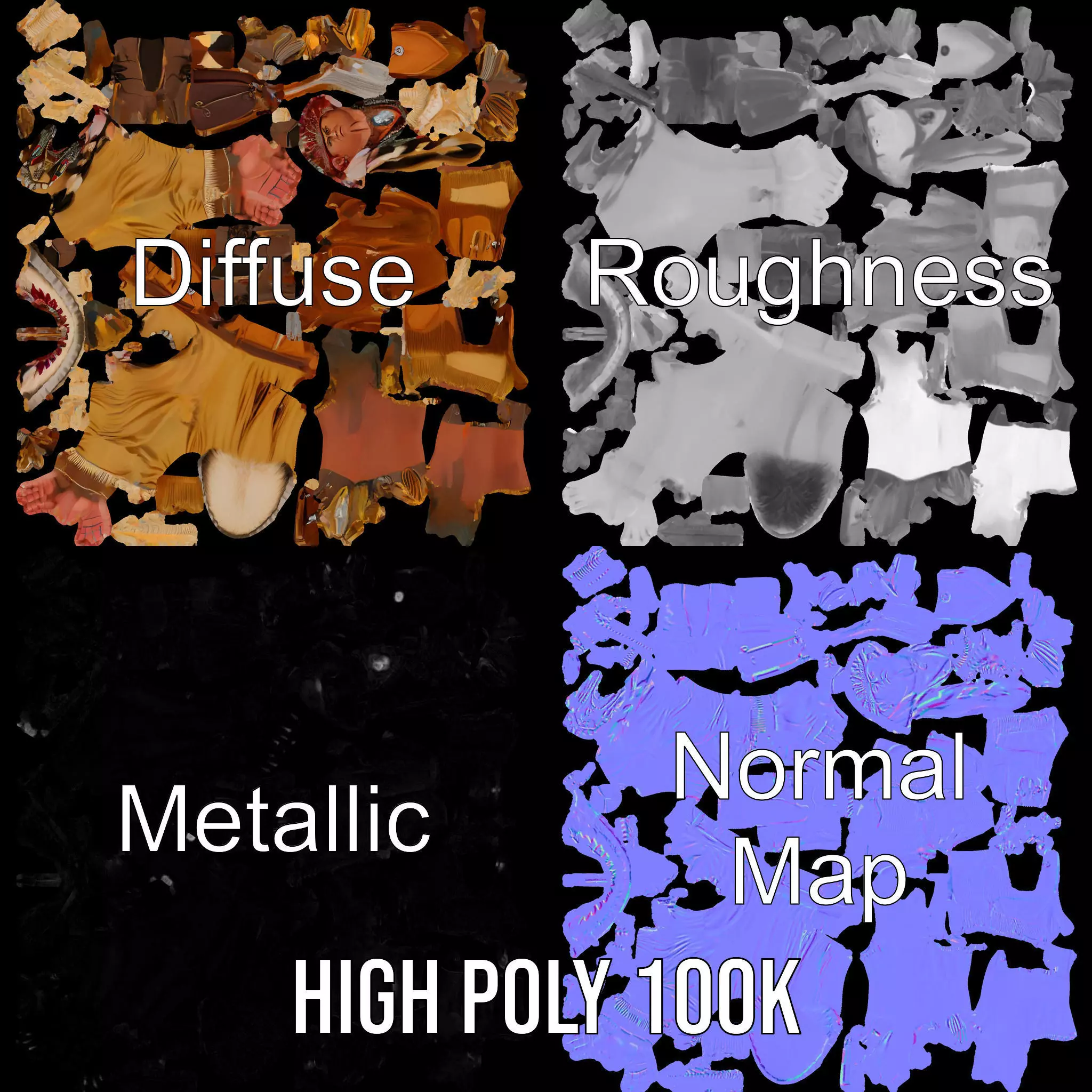 Tribal Warrior Attire model pack Low-poly 3D model_3