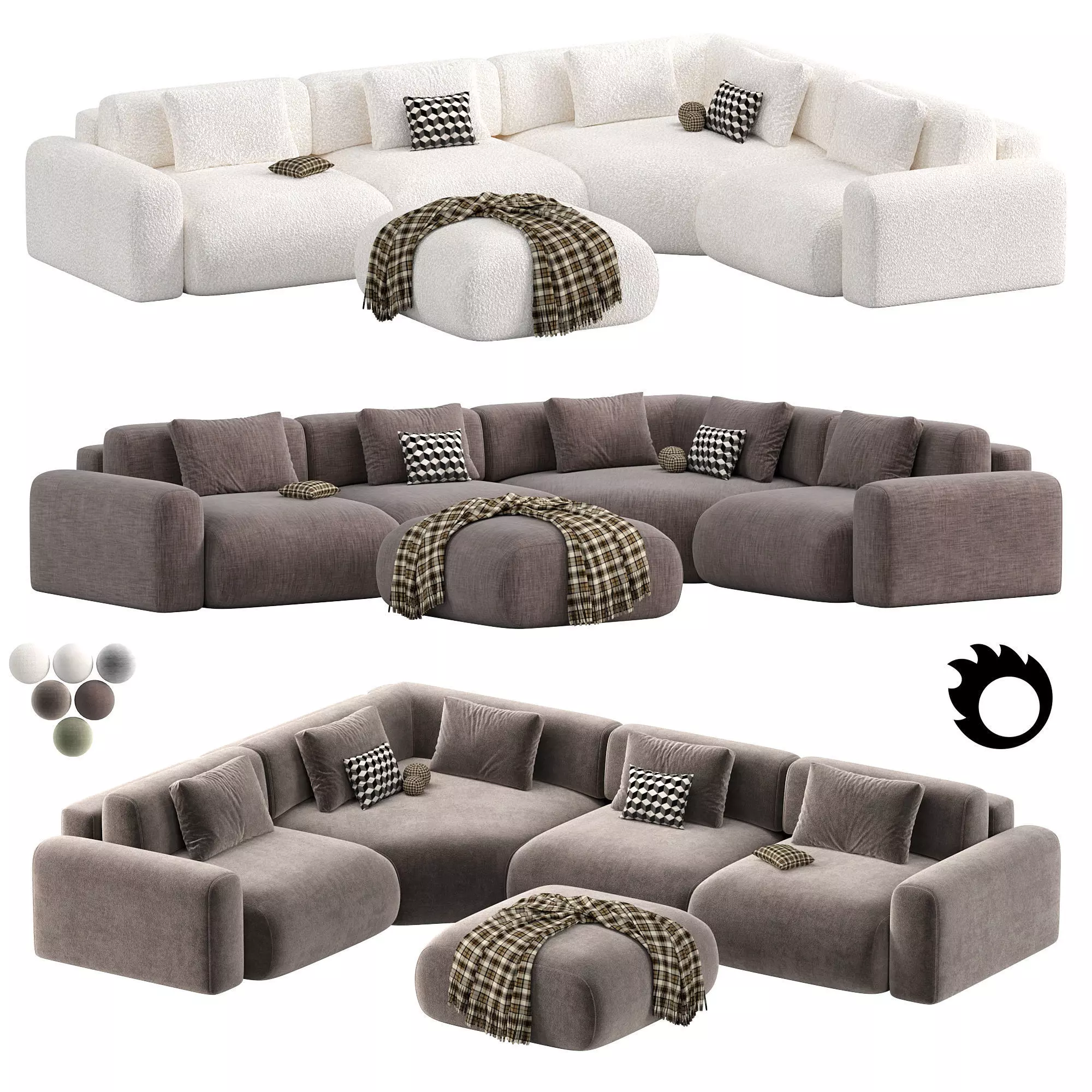 Sofa Mail Low-poly 3D model_0