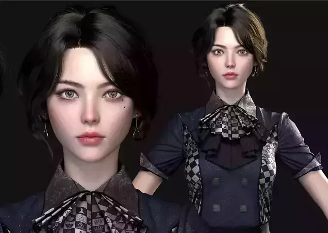 Chinese fashion Girl AsianGirl 3D model 3D model