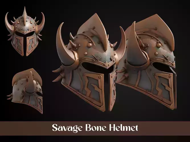 Stylized Orc Helmet - Savage Bone