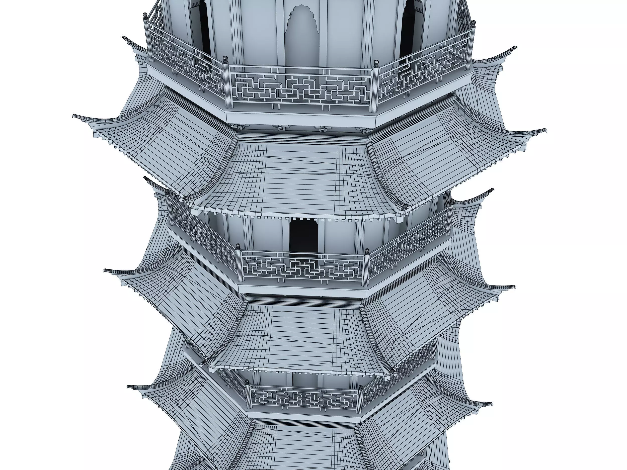 Chinese tower  Low-poly 3D model_6