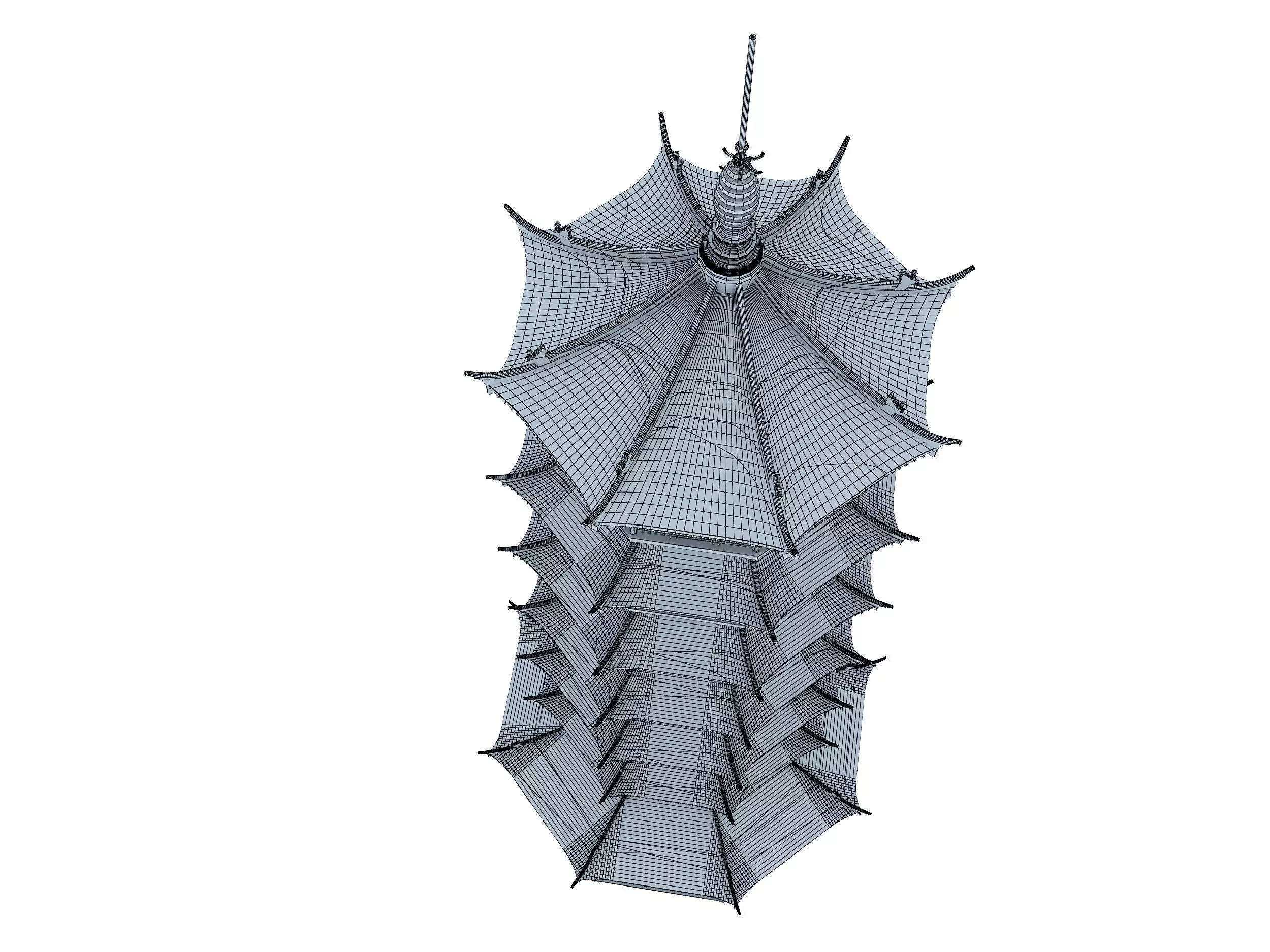 Chinese tower  Low-poly 3D model_9