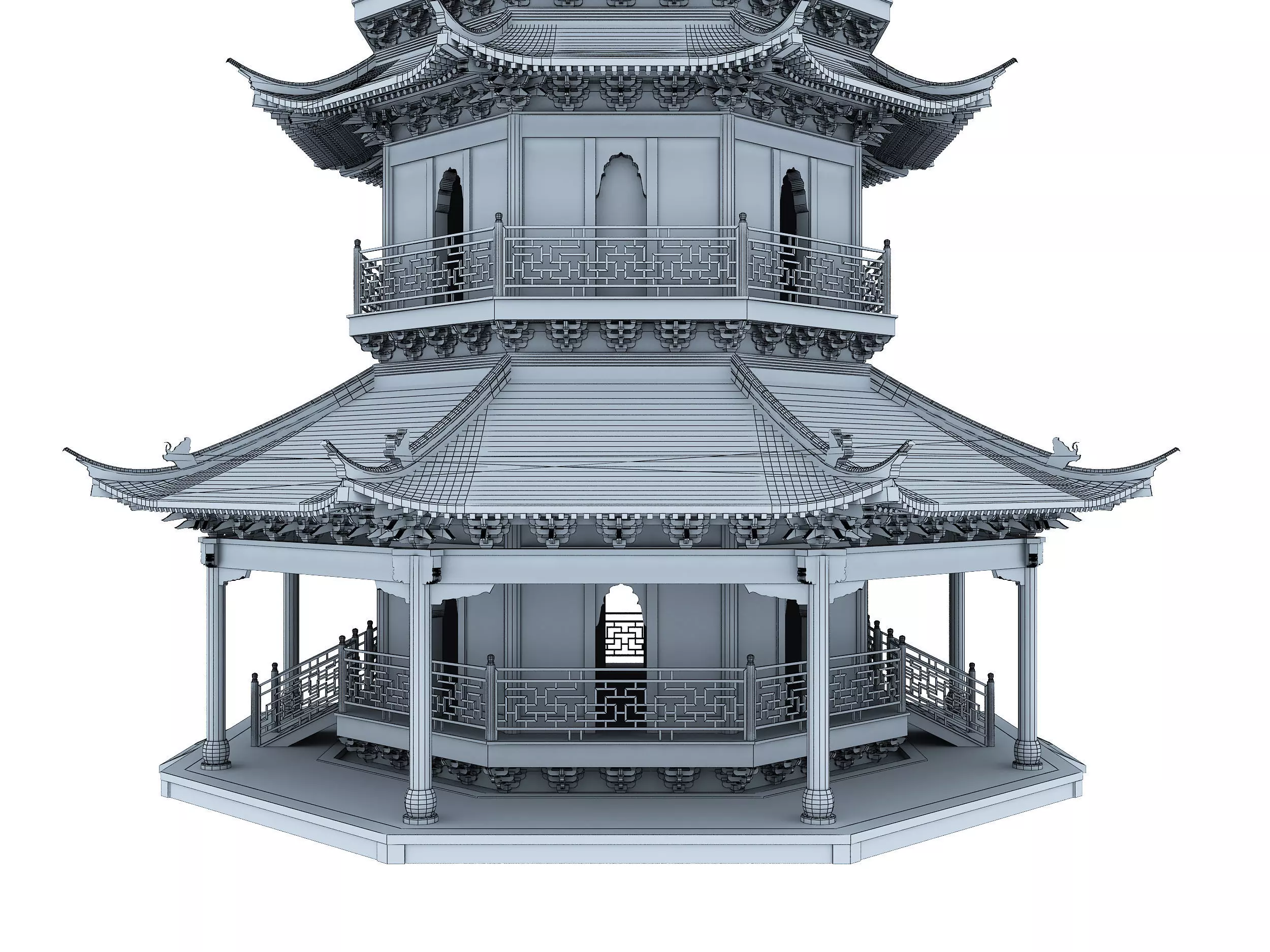 Chinese tower  Low-poly 3D model_14
