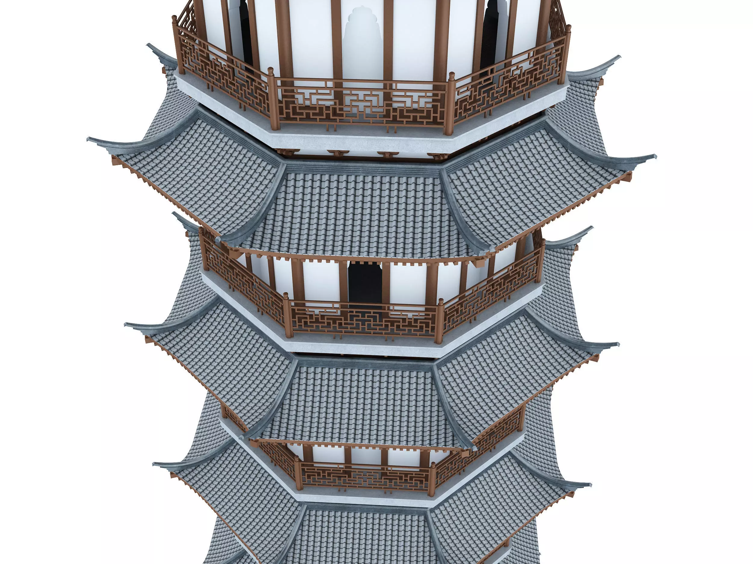 Chinese tower  Low-poly 3D model_12