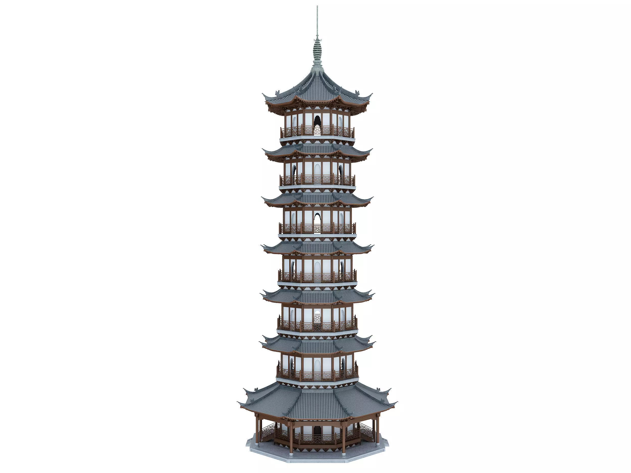 Chinese tower  Low-poly 3D model_0