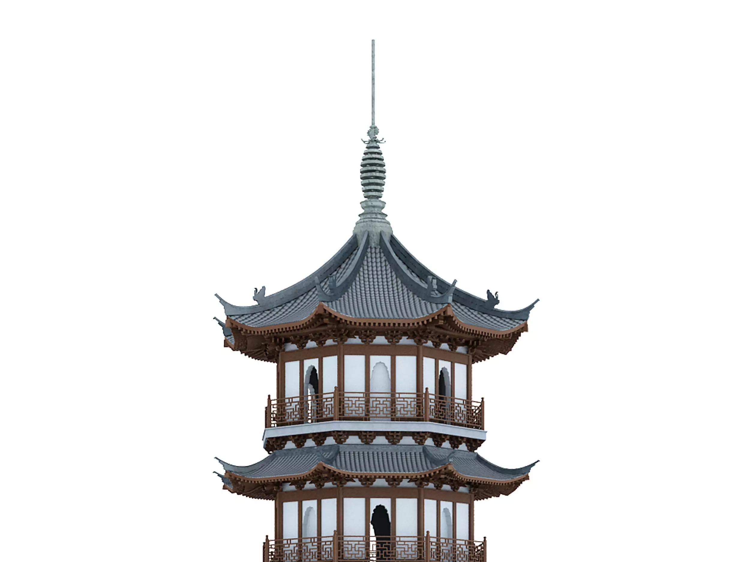 Chinese tower  Low-poly 3D model_4