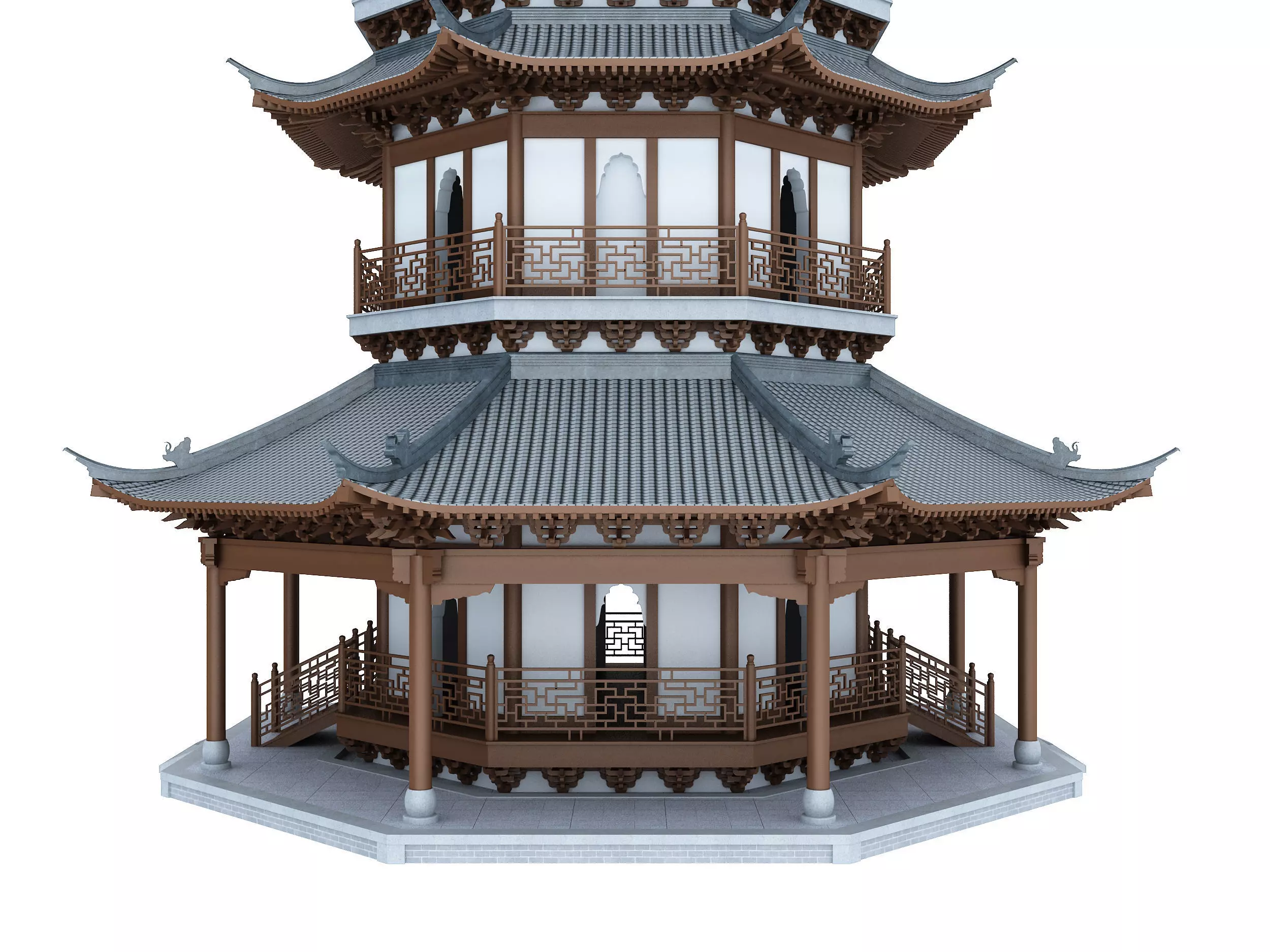 Chinese tower  Low-poly 3D model_1