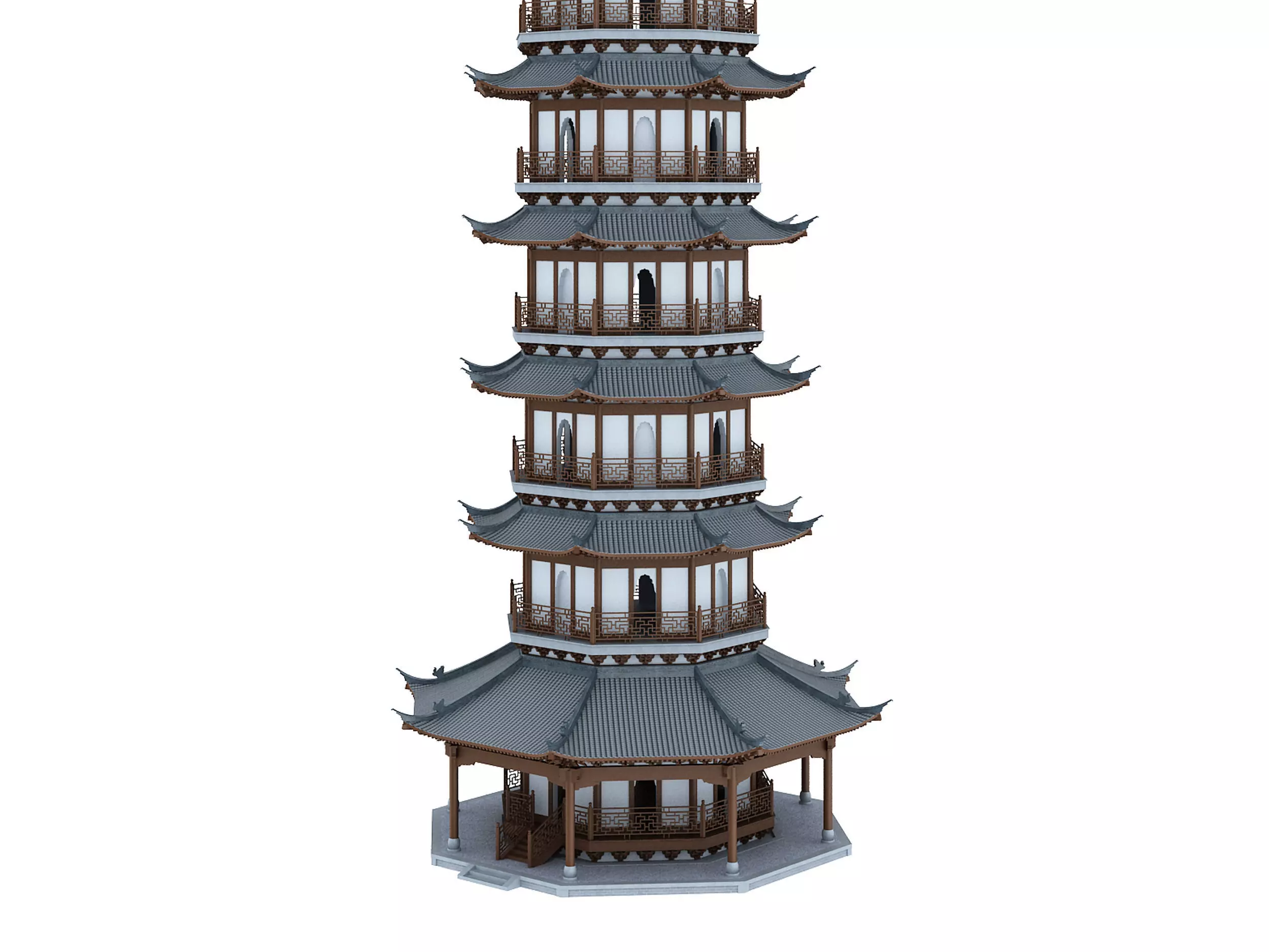 Chinese tower  Low-poly 3D model_13