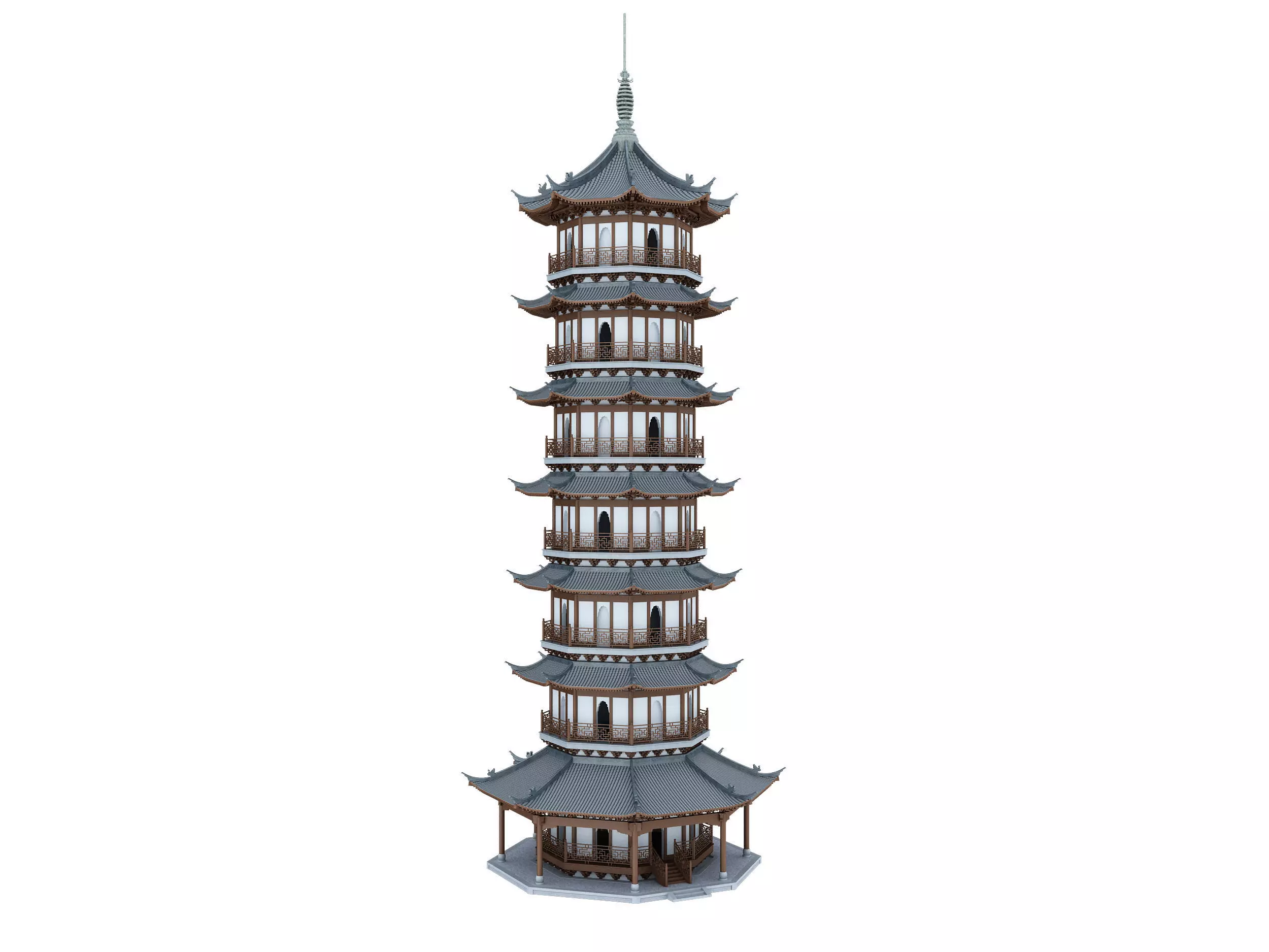 Chinese tower  Low-poly 3D model_5