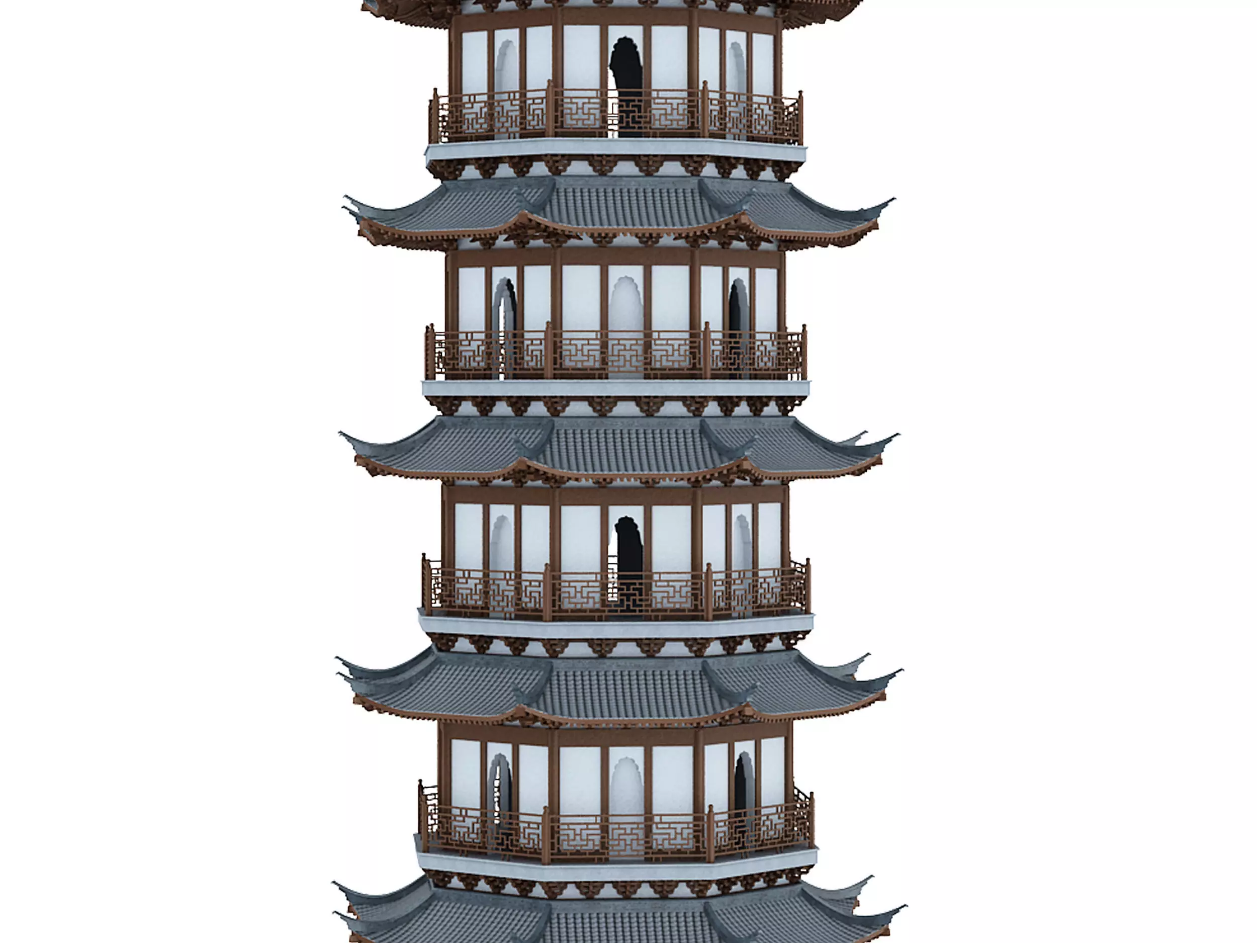 Chinese tower  Low-poly 3D model_3