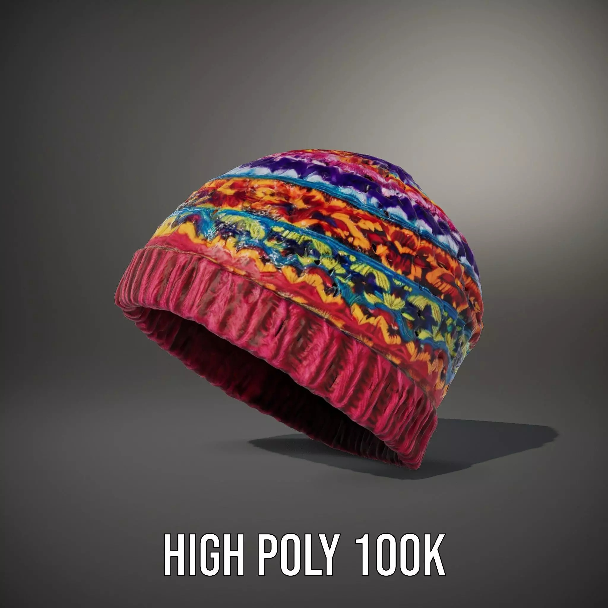 Vibrant Knitted Beanie model pack Low-poly 3D model_8
