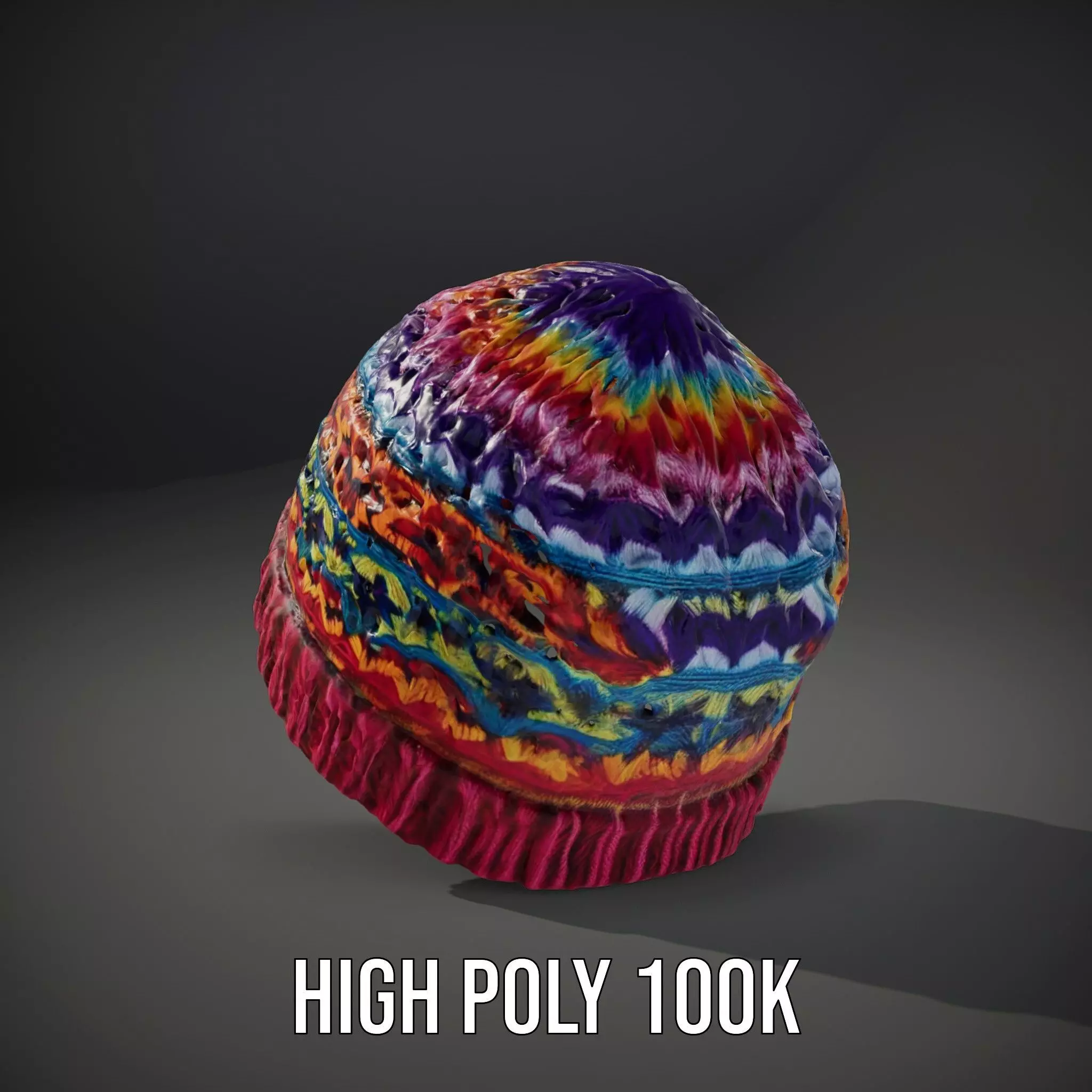 Vibrant Knitted Beanie model pack Low-poly 3D model_10