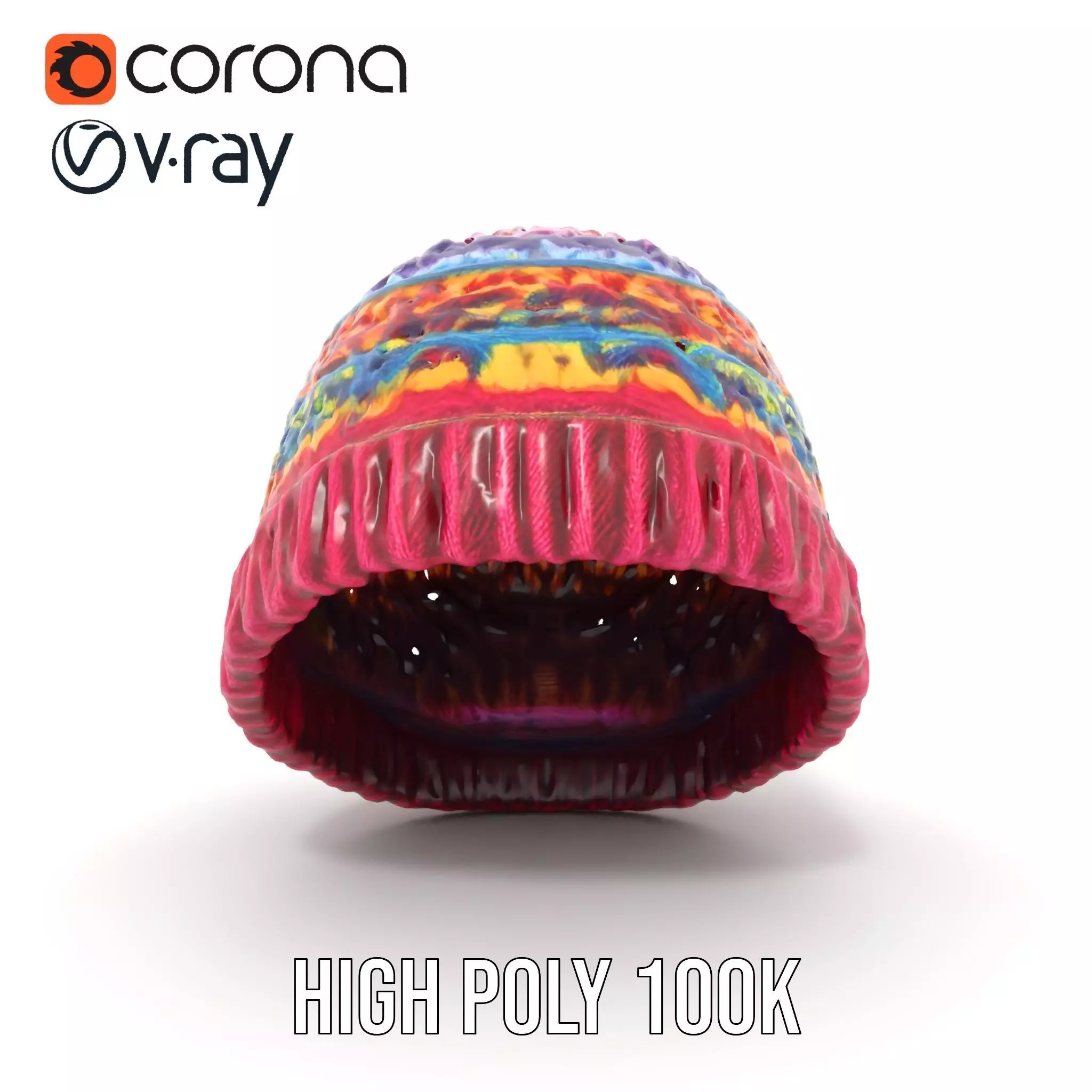 Vibrant Knitted Beanie model pack Low-poly 3D model_7