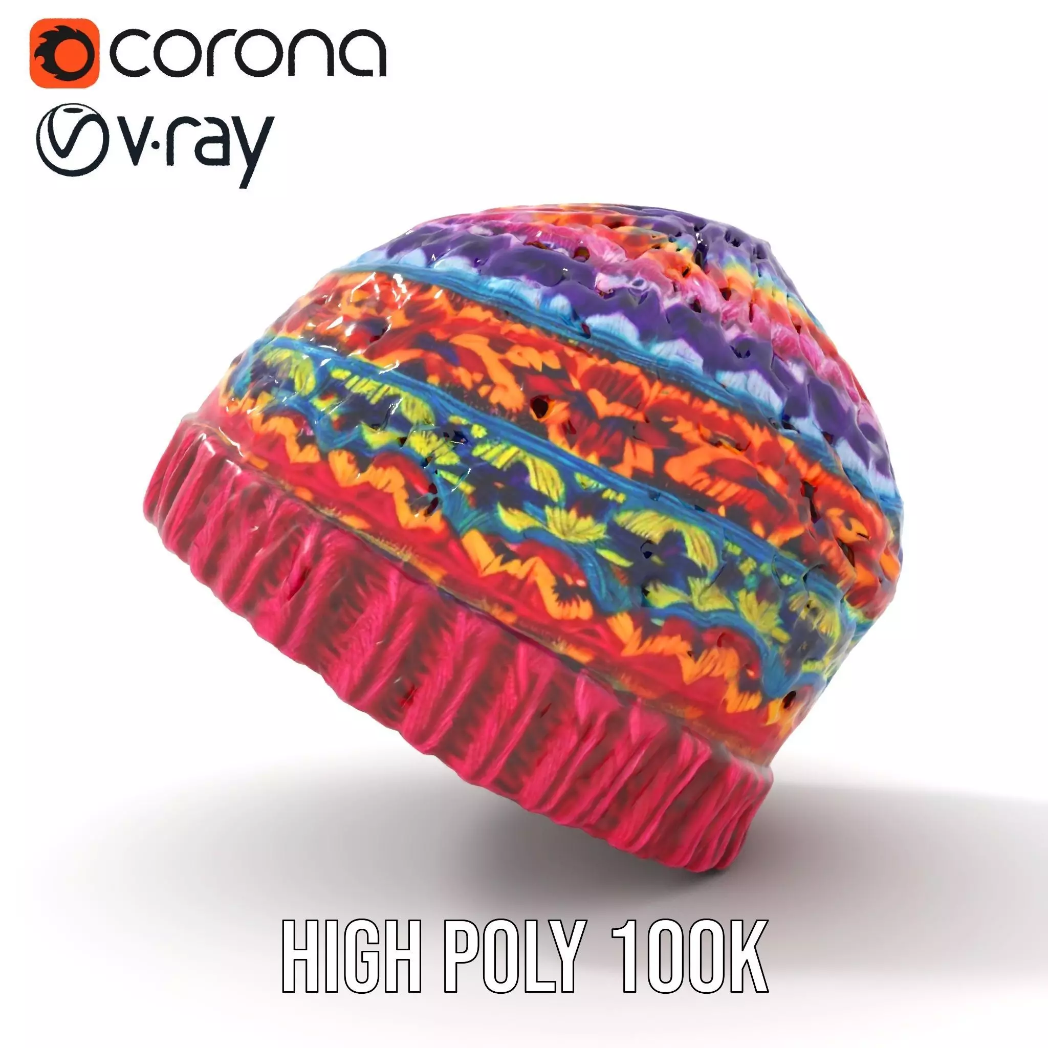 Vibrant Knitted Beanie model pack Low-poly 3D model_13