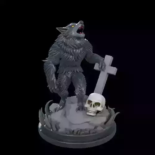 2218  COLORFUL Werewolf Howling  3D Model  magic